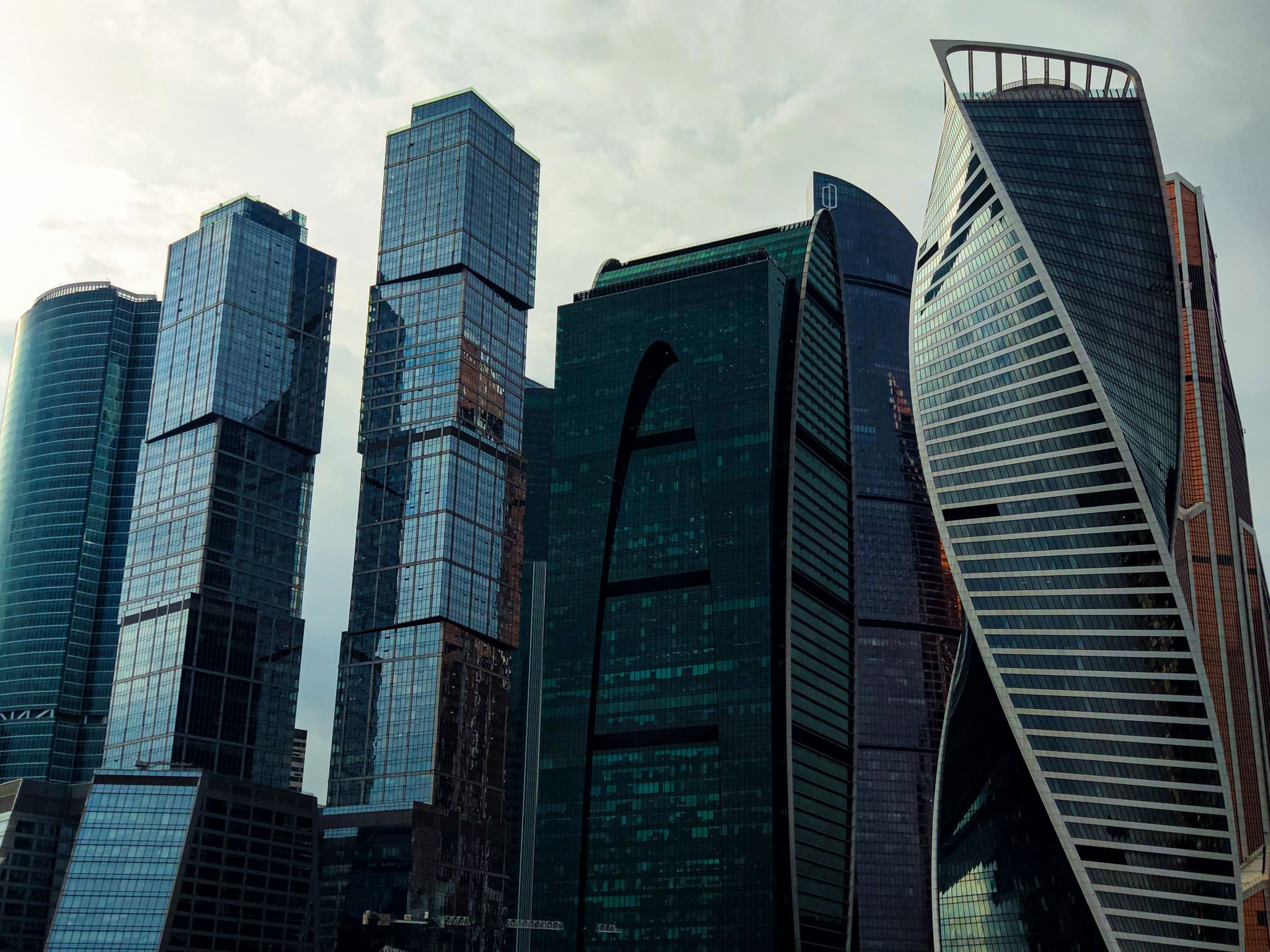 Looking up at buildings