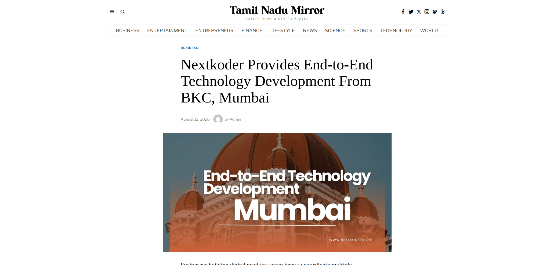 Nextkoder Provides End-to-End Technology Development From BKC, Mumbai
